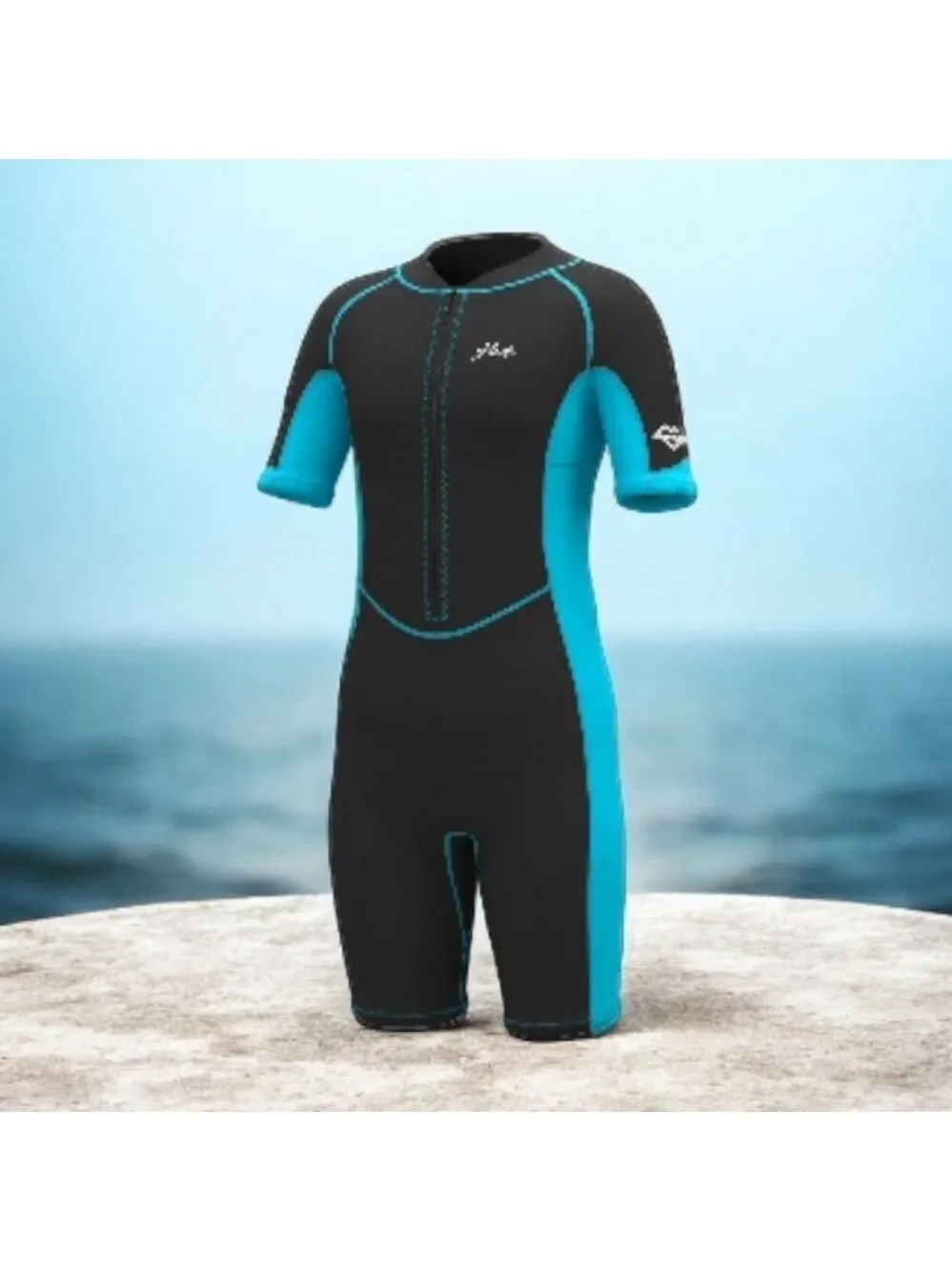 Kids Black and Blue One Piece Hevto Swimsuit Neoprene 2mm Size 10